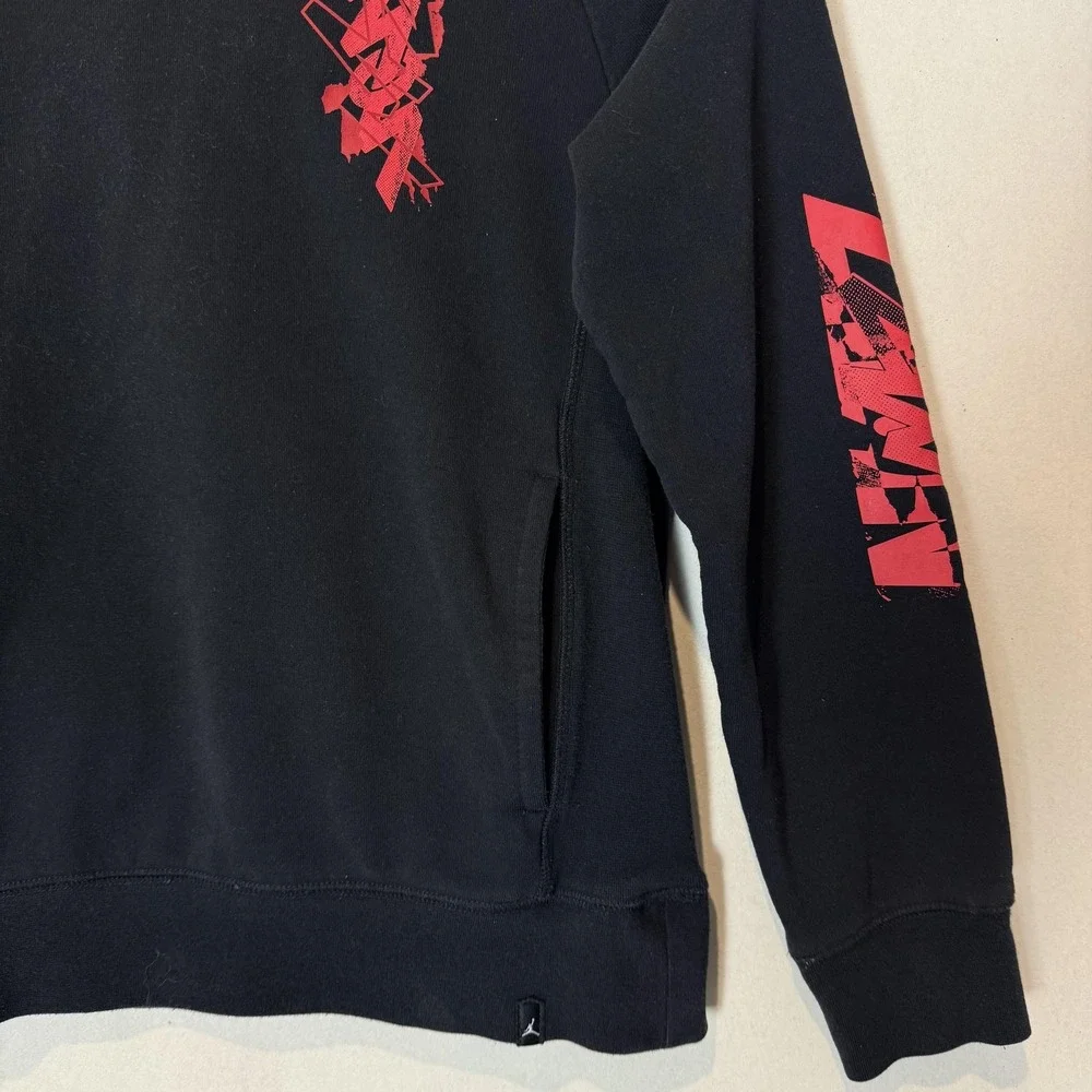 Jordan Hoodie Boys 10-12 Black Pullover Fleece Zion Sleeve Graphic Logo‎